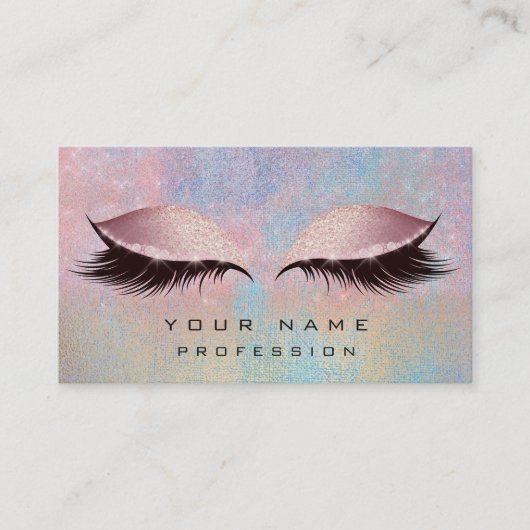 メイクアップ金ゴールド赤面ピンクブルーアイズラッシュズグリッター 名刺 (正面)