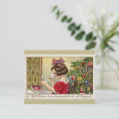 メイクアップ鏡クリスマスポストカード付小さな女の子 シーズンポストカード (スタンド正面)