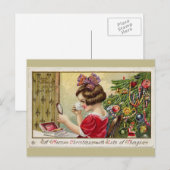 メイクアップ鏡クリスマスポストカード付小さな女の子 シーズンポストカード (正面/裏面)