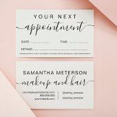 メイクアップ髪のミニマリスト黒と白のシンプル 予約カード