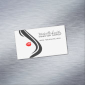 メイクアップ アイコン 女性の顔 黒白赤い口紅 マグネット名刺 (インサイチュ)