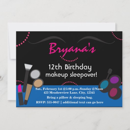メイクアップ スワール 誕生日パーティーの招待状が好き 招待状 (正面)