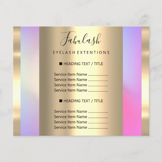 メイクアップ ビューティー サロン ヘア ネイル ピンク 料金表 チラシ (正面)