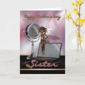 メイクアップ・フェアリー付きシスターマザーズデイカード カード (黄色い花)