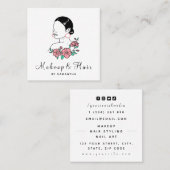 メイクアップ&ヘアかわいらしラテンアメリカ系女性女性フローラレディーガール スクエア名刺 (正面/裏面)