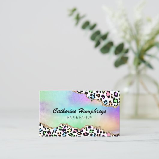 メイクアップ&ヘアサロンレオパード印刷 名刺 (スタンド正面)