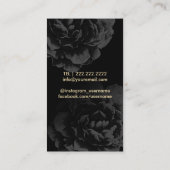 メイクアップ&ヘアモダンモノグラムブラック&金ゴールドフローラ 名刺 (裏面)