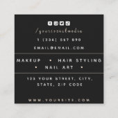 メイクアップ&ヘア描女性シルエットかわいらし女性 スクエア名刺 (裏面)