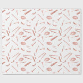 メイクアップ、眉、目、まつ、バラ金ゴールド ラッピングペーパー (フラット)