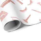 メイクアップ、眉、目、まつ、バラ金ゴールド ラッピングペーパー (ロールコーナー)