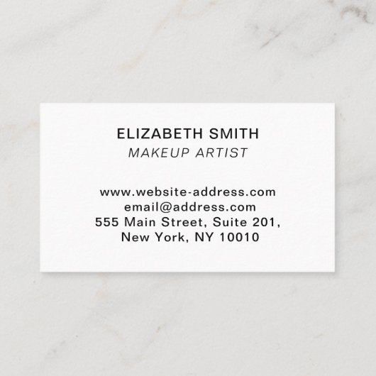 メイクアップ&美容師アーティストスクリプト青と金ゴールド 名刺 (裏面)