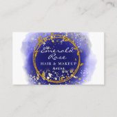メイクアップ&美容師アーティストスクリプト青と金ゴールド 名刺 (正面)