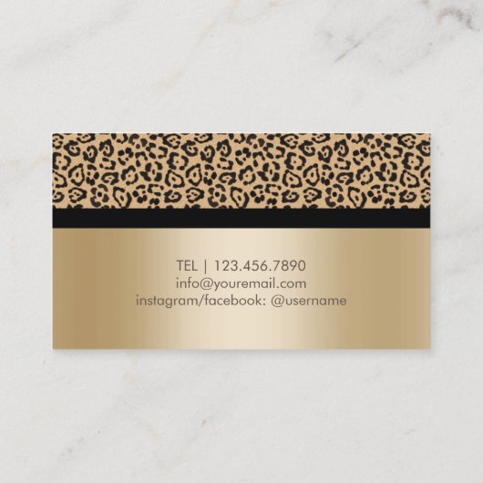 メイクアップ&美容師クラシックボウタイ金ゴールドヒョウ 名刺 (裏面)