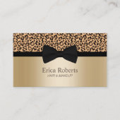 メイクアップ&美容師クラシックボウタイ金ゴールドヒョウ 名刺 (正面)