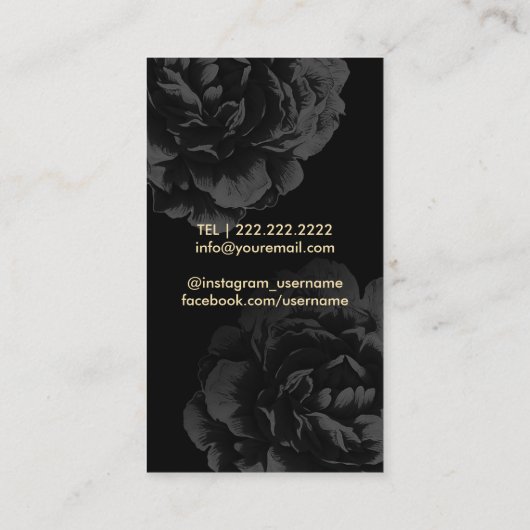 メイクアップ&美容師モノグラムエレガントダークフローラ 名刺 (裏面)