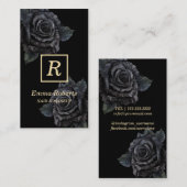 メイクアップ&美容師モノグラムエレガントダークフローラ 名刺 (正面/裏面)