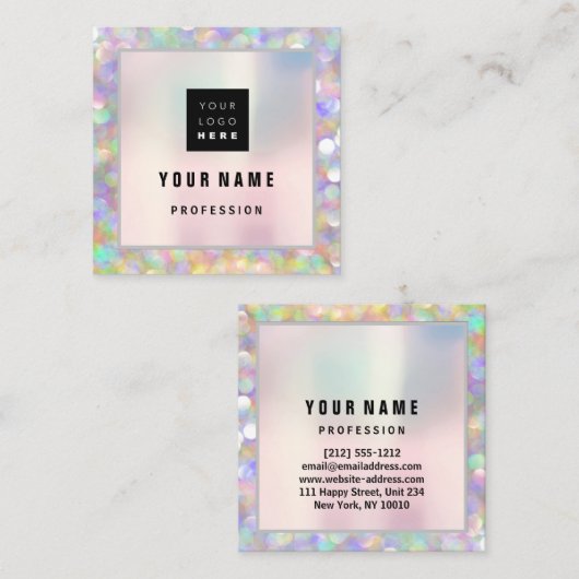 メイクアップARTISTホログラフユニーク赤面ロゴ スクエア名刺 (正面/裏面)