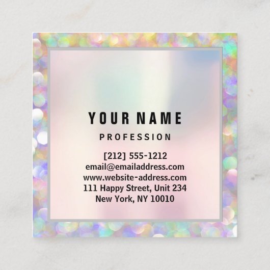 メイクアップARTISTホログラフユニーク赤面ロゴ スクエア名刺 (裏面)