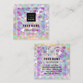 メイクアップARTISTホログラフユニーク赤面ロゴQR スクエア名刺 (正面/裏面)