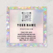 メイクアップARTISTホログラフユニークQRコードロゴ スクエア名刺 (裏面)