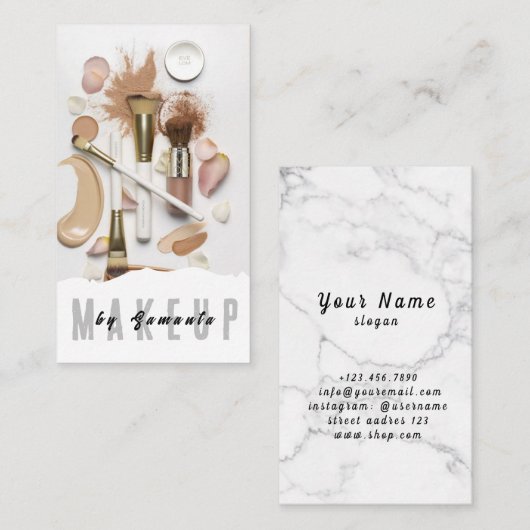 メイクアップPMUマイクロブレイディングヘナサロン名刺 名刺 (正面/裏面)