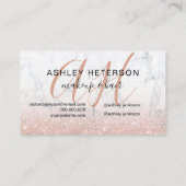 メイクアッモノグラムのプ大理石バラ金ゴールドグリッタースクリプト 名刺 (裏面)