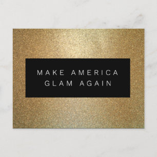 メイクアメリカグラムアゲインファッション金ゴールドグリッター ポストカード