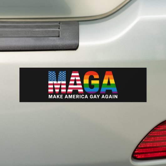メイクアメリカゲイ再びゲイプライド2025 LGBTQ+ バンパーステッカー (車上)