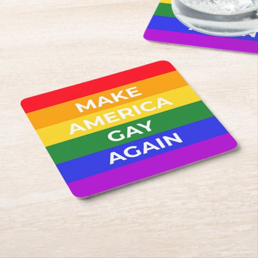 メイクアメリカゲイ スクエアペーパーコースター (アングル)