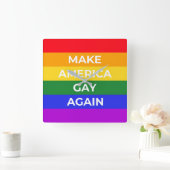 メイクアメリカゲイ スクエア壁時計 (ホーム)