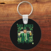メイクアメリカラッキー再おもしろい度トランプSt patricksD キーホルダー (正面)