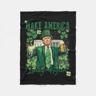 メイクアメリカラッキー再おもしろい度トランプSt patricksD フリースブランケット