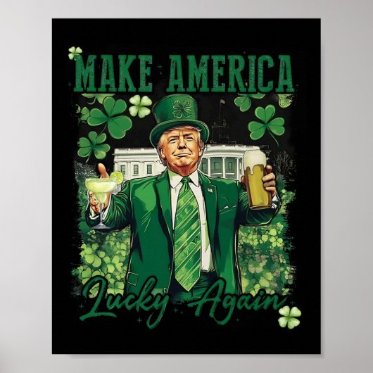 メイクアメリカラッキー再おもしろい度トランプSt patricksD ポスター (正面)