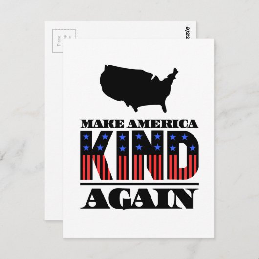 メイクアメリカリージングリニューアルストライプ赤白青 ポストカード (正面/裏面)