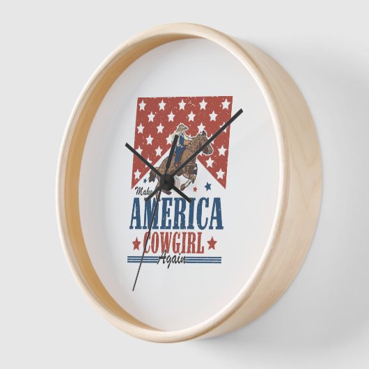 メイクアメリカ女性のカーボーイ 壁時計 (傾斜)