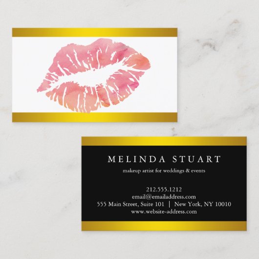 メイクアモダンップフェイクグリッターシックなピンクの唇 名刺 (正面/裏面)