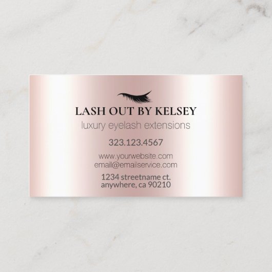 メイクアーティストが14k金ゴールドグリッターの蓋とドリップを点滅 名刺 (裏面)