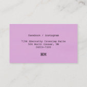 メイクアーティストのピンクパープル抽象芸術 名刺 (裏面)