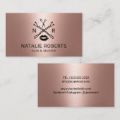 メイクアーティストヘアサロン美しいロゴバラ金ゴールド 名刺 (正面/裏面)