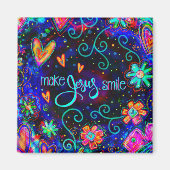 メイクイエススマイルおもしろいインスピリシティ勇気付けられる マグネット (正面)