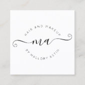 メイクイニシャルロゴモダン白黒ミニマル スクエア名刺 (正面)