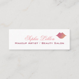 メイクエレガントアップアーティスト向けピンクリッププロファイルカード スキニー名刺