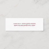 メイクエレガントアップアーティスト向けピンクリッププロファイルカード スキニー名刺 (裏面)