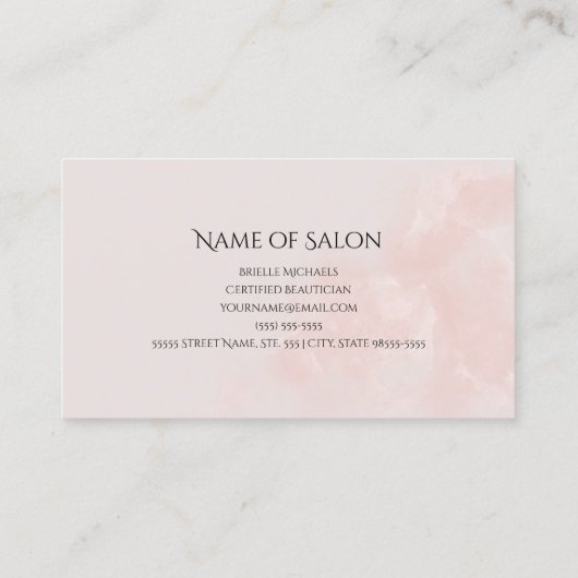 メイクエレガントアップアーティスト赤面ピンク化粧品ブラシ 名刺 (裏面)