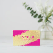 メイクエレガントアップアーティスト金ゴールドピンクラグジュアリートレンディー 名刺 (スタンド正面)
