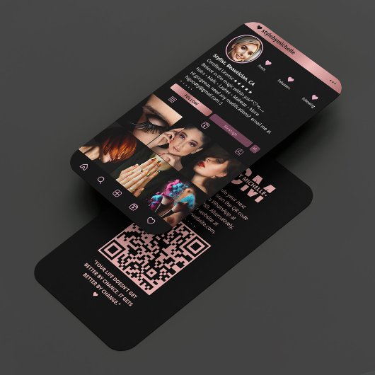 メイクエレガントアップアーティストInstagram Black RoseGold 名刺