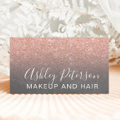 メイクエレガントタイポグラフィグレーバラ金ゴールドグリッター 名刺