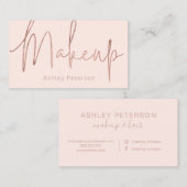 メイクエレガントタイポグラフィバラ金ゴールド赤面ピンク 名刺 (正面/裏面)
