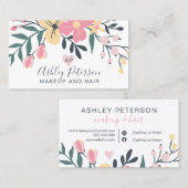 メイクエレガントタイポグラフィパステルフローラブーケ 名刺 (正面/裏面)