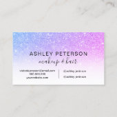 メイクエレガントタイポグラフィピンク青パープルグリッター 名刺 (裏面)